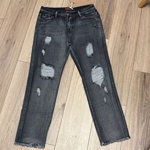 POL NWT M WASHED OUT Black Distressed CROPPED Ankle Jeans